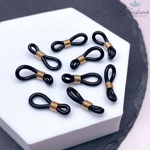 Держатель силикон черный, цвет золото темное19мм уп.10шт