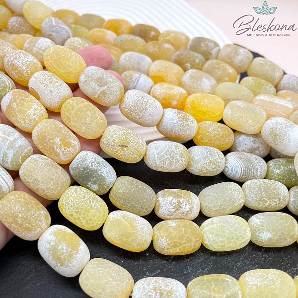 Агат Кракле желтый бочата 18*13 мм