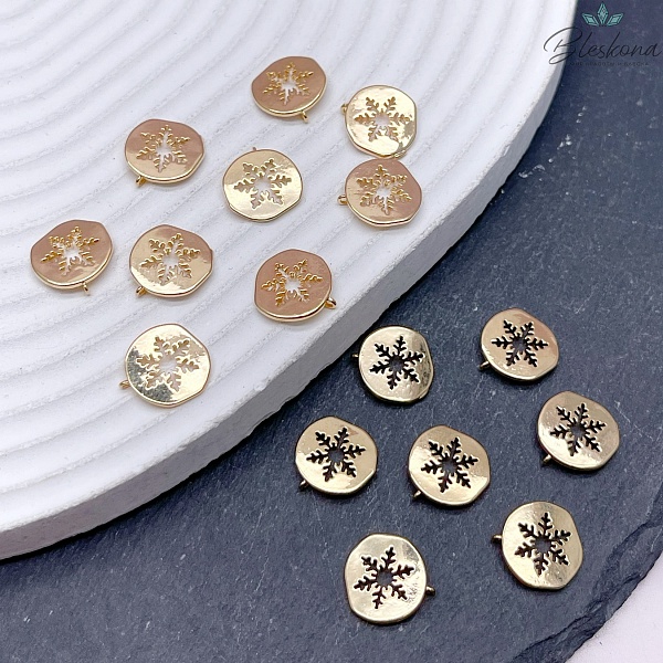 11 мм Цвет золото, Подвеска Снежинка в круге