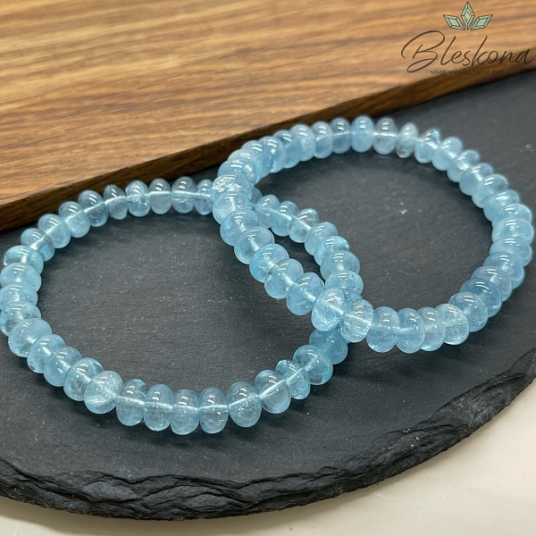 Топаз голубой рондель 8 мм сет 18 см