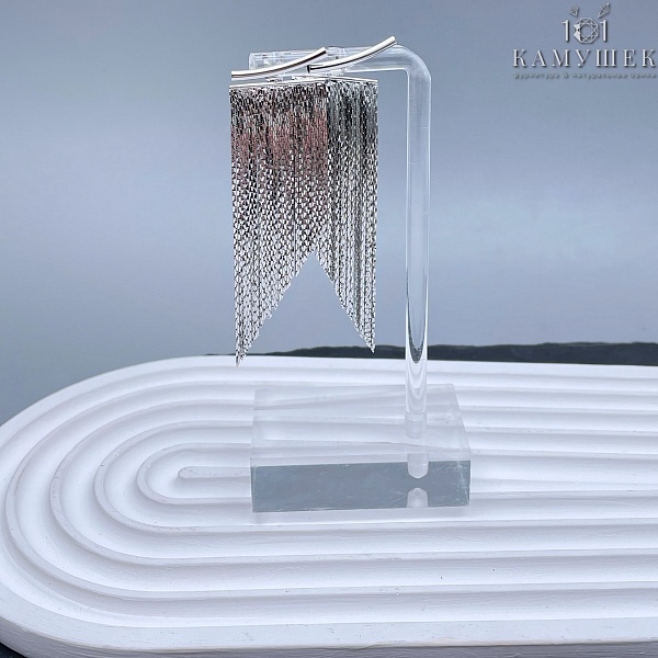 Пусеты шторки, цвет серебро 66,5*20 мм