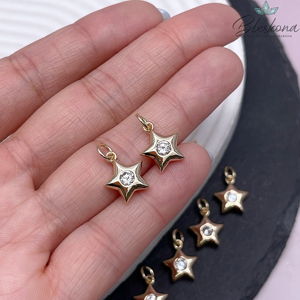 13*11,5 мм Цвет золото, Подвеска Звезда циркон