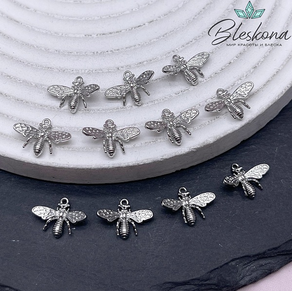 10*13,5 мм Цвет серебро, Подвеска Пчелка