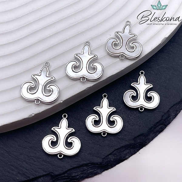 18*16 мм Цвет серебро, Коннектор перламутр Этно №24