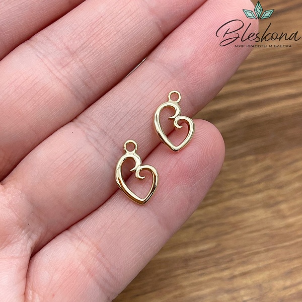12,3*8 мм Цвет золото, Подвеска сердце контур Этно