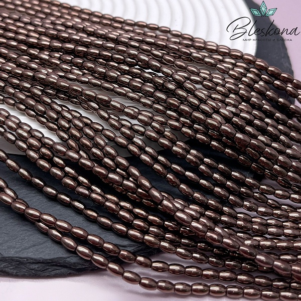 5*3 мм Гематин имитация, Рис коричневый  (шоколадный)