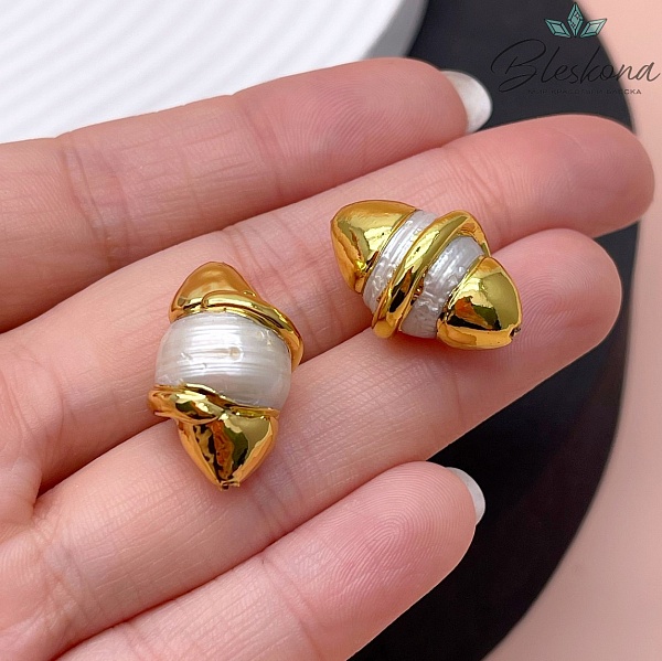 22*13 мм Цвет золото, Бусина  Жемчуг завиток