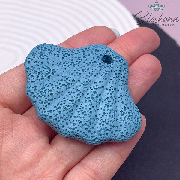 Лава Вулканическая Подвеска ракушка голубая  45*58 мм