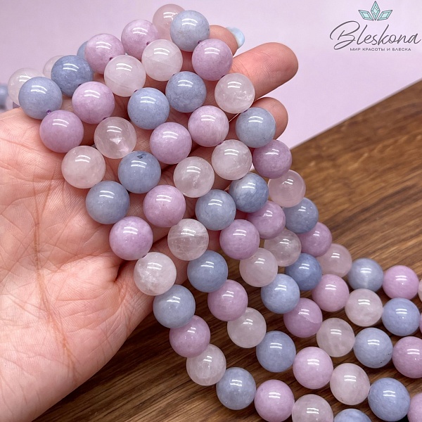 Микс Аквамарин Аметист Розовый кварц №1 12мм