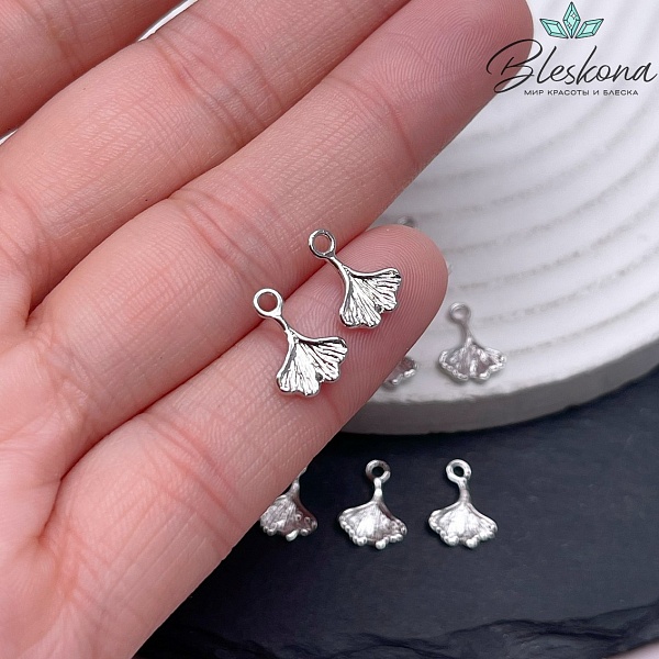 11,3*8 мм Цвет серебро, Подвеска лист Гинкго билоба