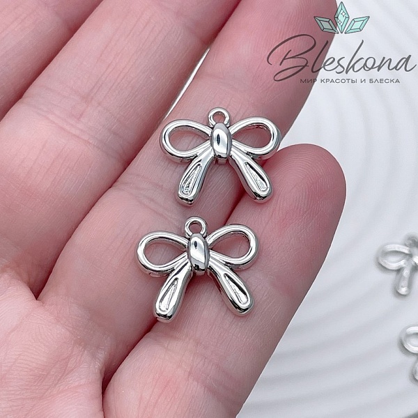 14*16 мм Цвет серебро, Подвеска бантик 