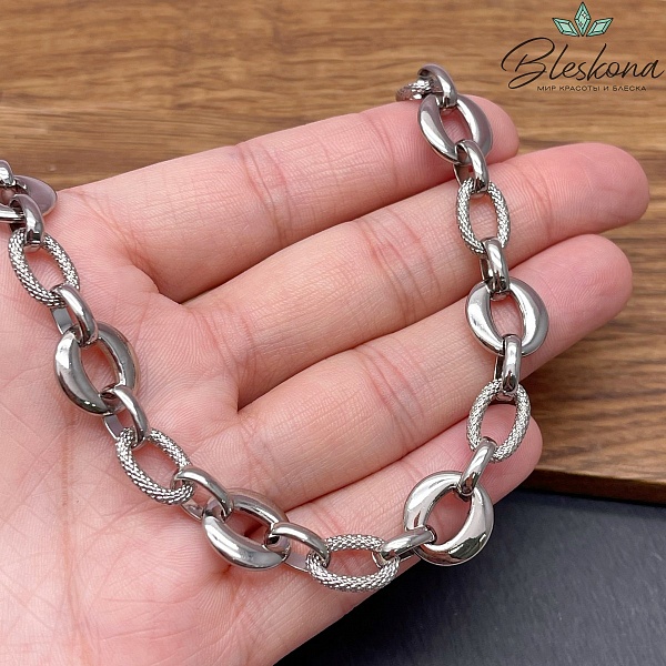 Цепь №139-2 цвет серебро 13*12 мм /13*8 мм
