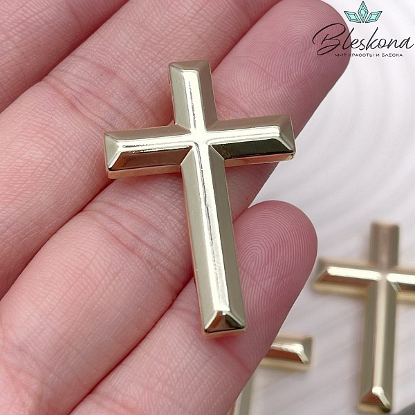 Подвеска крест Гематин, цвет светлое золото 35,5*23,5 мм