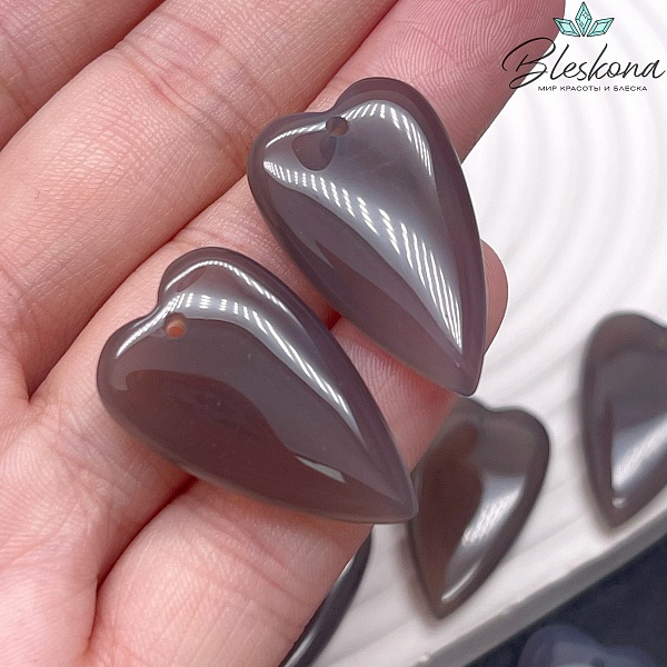 18*29 мм Подвеска Сердце Серый Агат №1