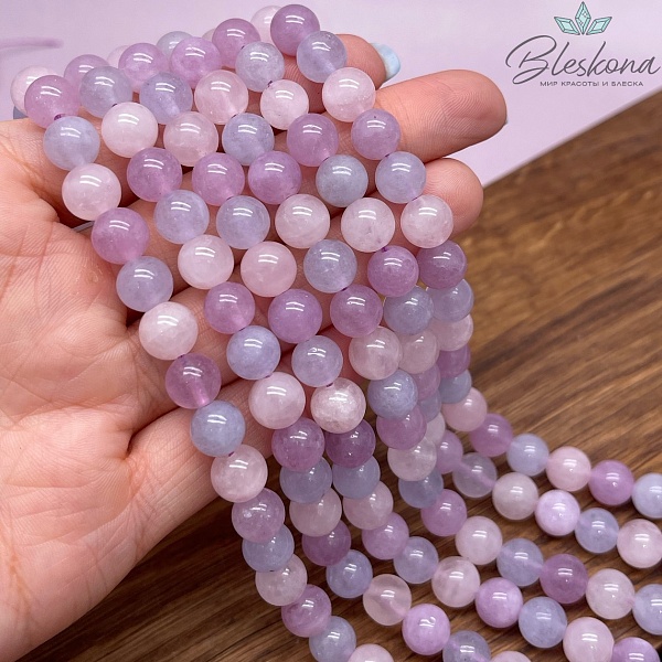 Микс Аквамарин Аметист Розовый кварц №1 8мм