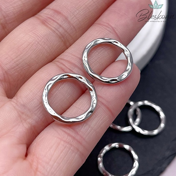 17 мм Цвет серебро, Подвеска кольцо мятое