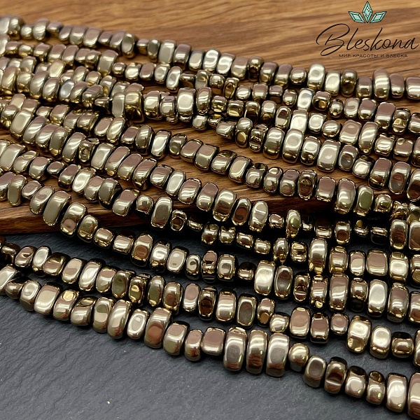 6,5-9 мм Гематин сколы шлифованные, темное золото №1