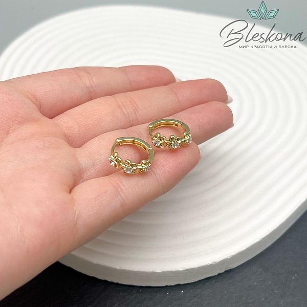 16мм Цвет золото, Швензы Конго цветы с цирконами Люкс