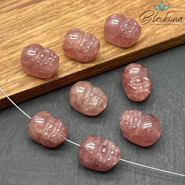 16*11 мм Резная Бусина Пи Яо Кварц клубничный 