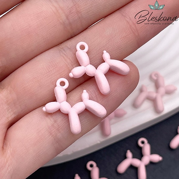 14*18 мм, Подвеска пудель бледно-розовая эмаль матовая