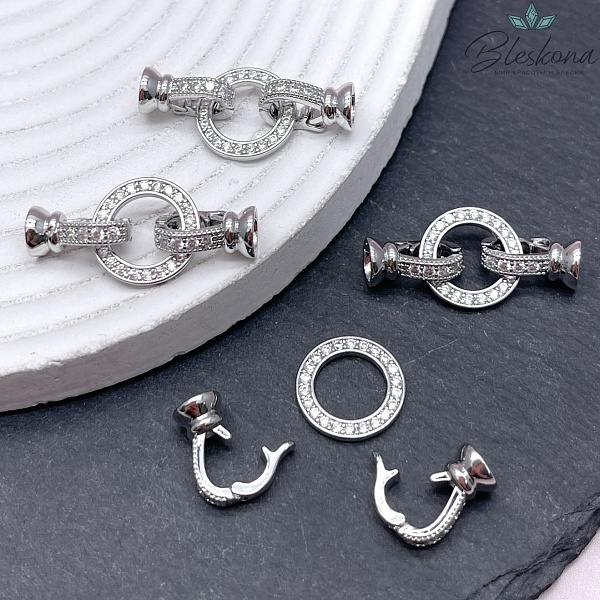 32*15 мм Цвет серебро, Замок Круг  с концевиками