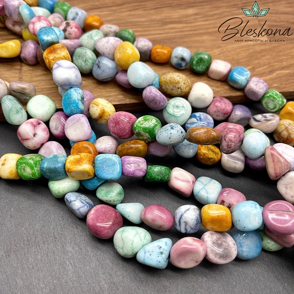 Агат тонированный микс галтовка 12-15 мм