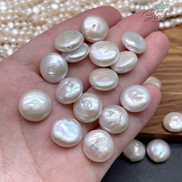 Жемчуг Барокко белый монетки ~ 13-15 мм 