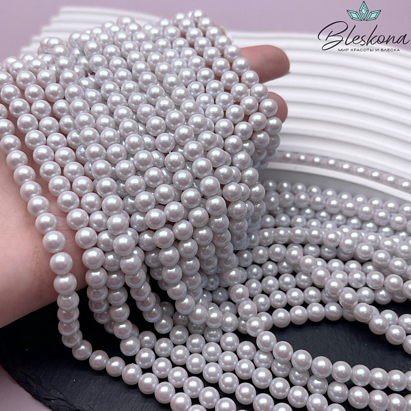 Жемчуг Майорка цвет светло-лиловый перламутр 6 мм