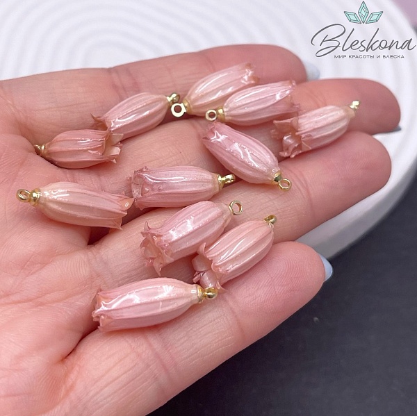 22-27 мм Подвеска Бутончик в эпоксидной смоле розовый