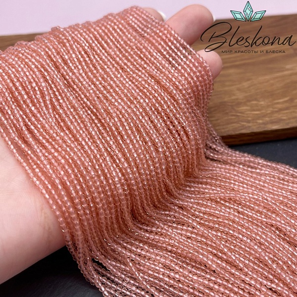 2 мм Бусины стекло розовое алмазная огранка