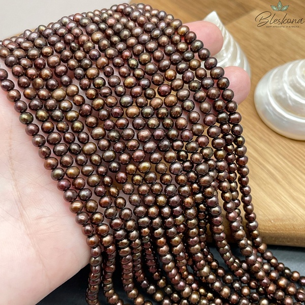 Жемчуг натуральный шоколадный 4,5-5 мм 