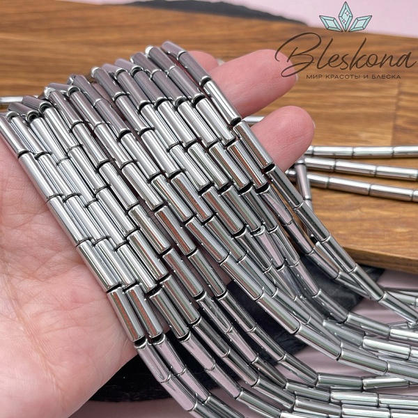 13*4 мм Гематин трубочки, цвет темное серебро, имитация
