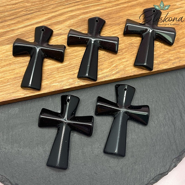 Подвеска крест Обсидиан 47*36 мм