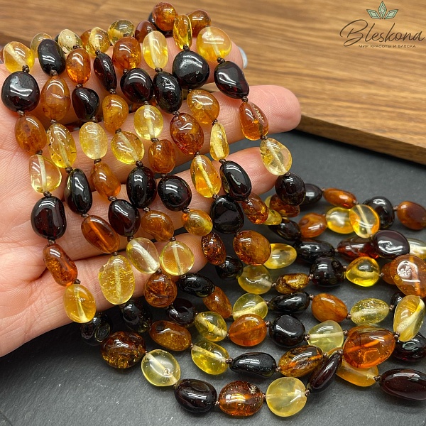 Янтарь микс галтовка 9-11 мм на увеличение