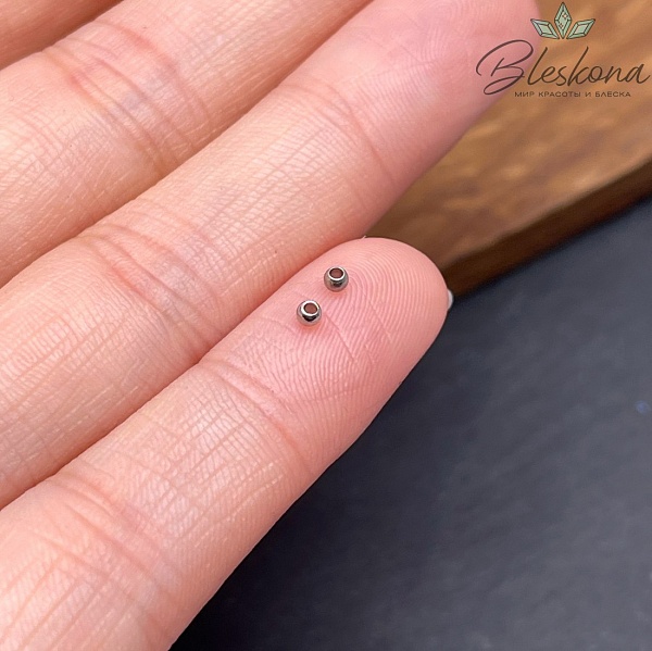 Бусина сталь круглая гладкая, цвет серебро 2 мм уп.1 гр