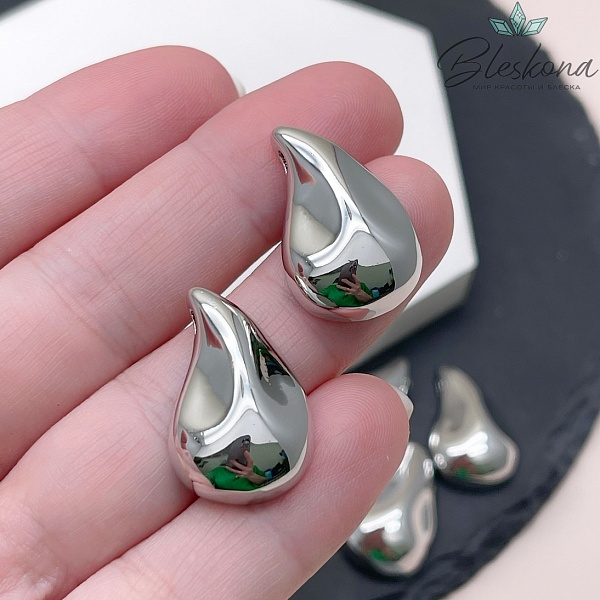 24*15,5 мм Цвет серебро, Подвеска капля мятая