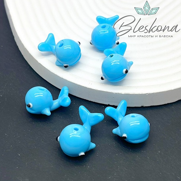 23*15 мм  Бусина кит голубой