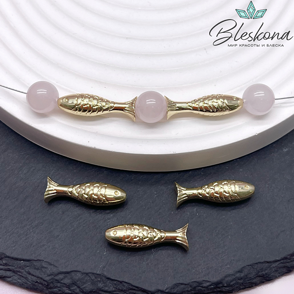 20*6 мм Цвет золото, Бусина Рыбка