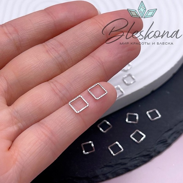 6 мм Цвет серебро, Подвеска ромб рифленый