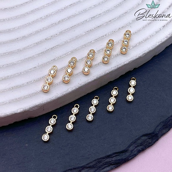 10,8*2,8 мм Цвет золото, Подвеска палочка цирконы