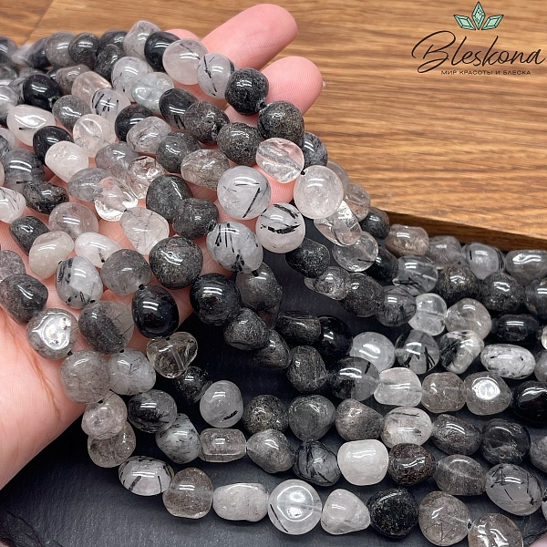 Кварц Рутиловый Турмалиновый галтовка (10-12)*(9-10) мм