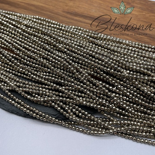 3 мм Гематин имитация огранка, цвет темное золото