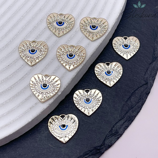 14*14,7мм Цвет золото, Подвеска сердце глаз  