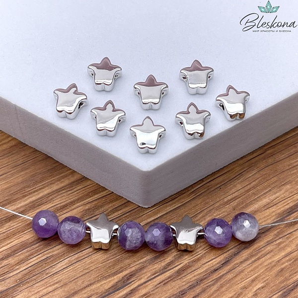 8*8 мм Цвет серебро, Бусина тюльпан Этно 