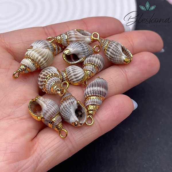 (20-25)*(10*11) мм, Цвет золото, Подвеска Ракушка серая
