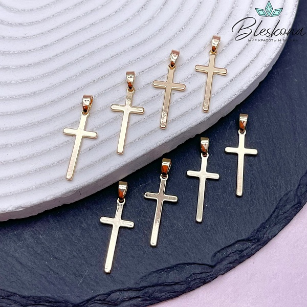 22*10 мм Цвет золото, Подвеска Крест гладкий 