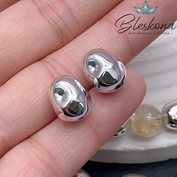 12*10 мм Цвет серебро, Бусина фриформ