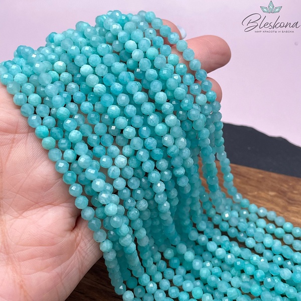 Амазонит алмазная огранка №4 4,5 мм