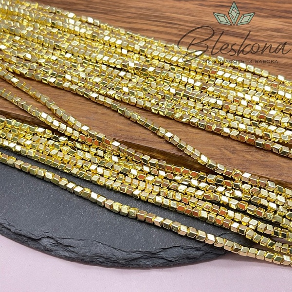 3 мм Гематин имитация, цвет светлое золото, геометрия