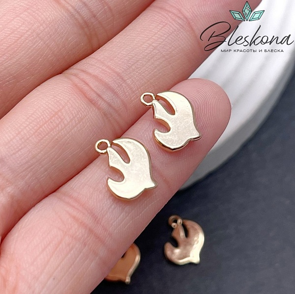 12*9,5 мм Цвет золото, Подвеска Ласточка гладкая